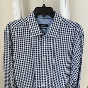 Bugatchi Blue Checkered Dress Shirt SZ XL